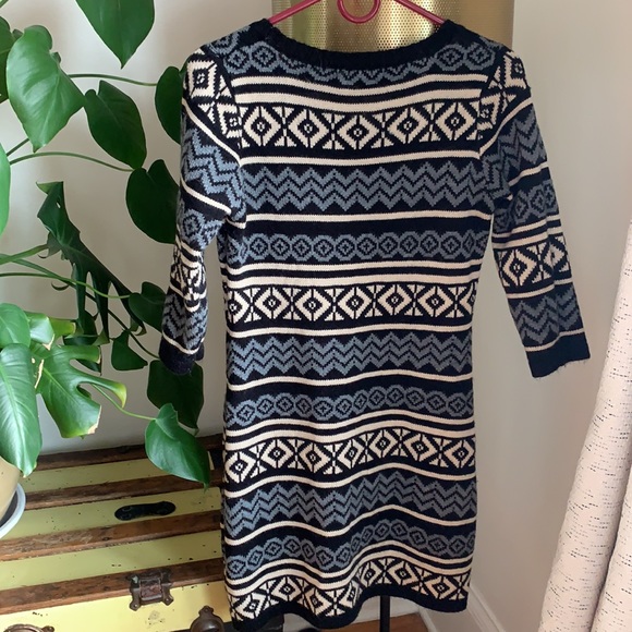 Pink Rose Knit Three Quarter Sleeve Sweater Dress - Picture 2 of 4